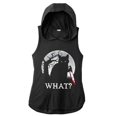 Cat What? Murderous Black Cat With Knife Halloween Cat Black Cat Lover Gift Ladies PosiCharge Tri-Blend Wicking Draft Hoodie Tank