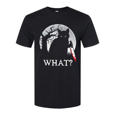 Cat What? Murderous Black Cat With Knife Halloween Cat Black Cat Lover Gift Softstyle® CVC T-Shirt