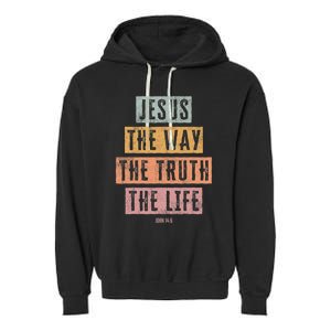 Christian Women Men Kids Jesus The Way Truth Life Garment-Dyed Fleece Hoodie