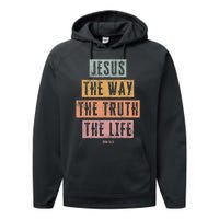 Christian Women Men Kids Jesus The Way Truth Life Performance Fleece Hoodie