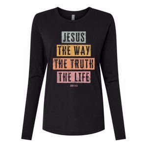 Christian Women Men Kids Jesus The Way Truth Life Womens Cotton Relaxed Long Sleeve T-Shirt