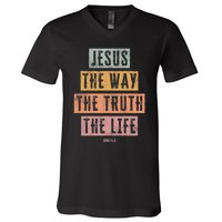 Christian Women Men Kids Jesus The Way Truth Life V-Neck T-Shirt