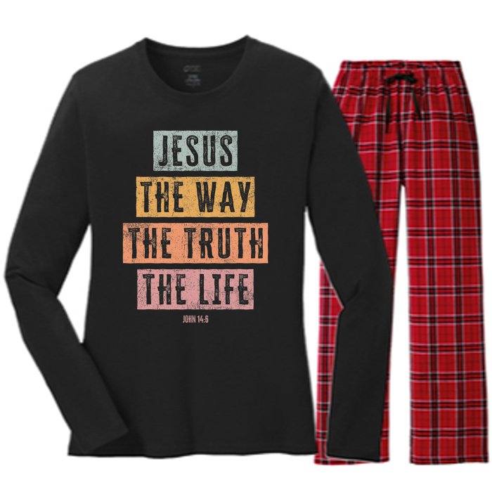 Christian Women Men Kids Jesus The Way Truth Life Women's Long Sleeve Flannel Pajama Set 