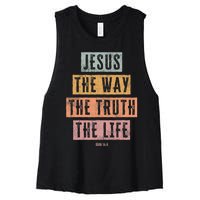 Christian Women Men Kids Jesus The Way Truth Life Women's Racerback Cropped Tank