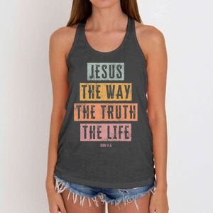 Christian Women Men Kids Jesus The Way Truth Life Women's Knotted Racerback Tank