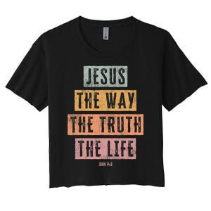 Christian Women Men Kids Jesus The Way Truth Life Women's Crop Top Tee