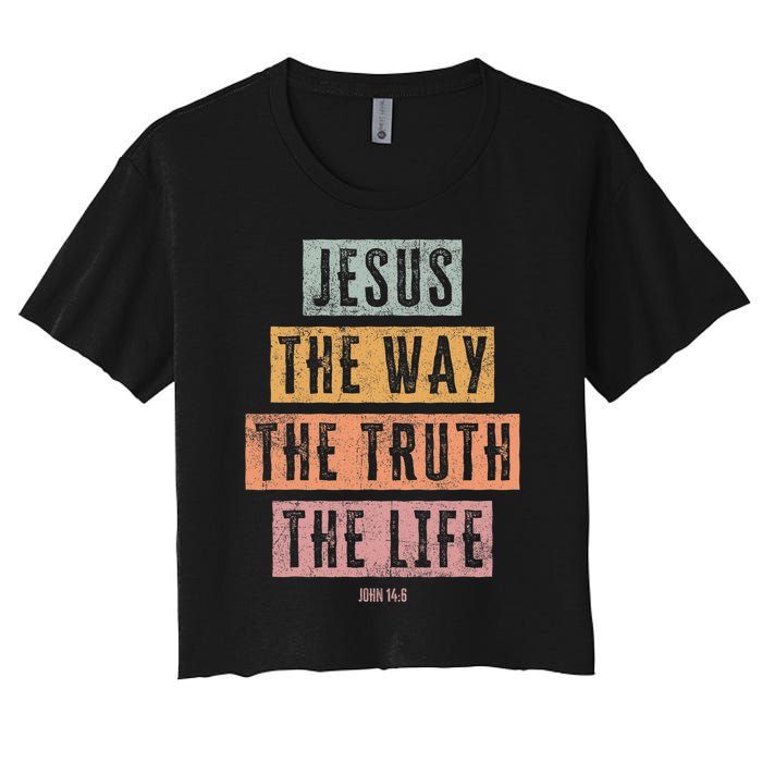 Christian Women Men Kids Jesus The Way Truth Life Women's Crop Top Tee