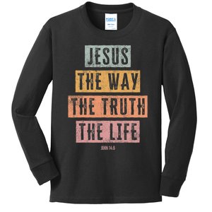 Christian Women Men Kids Jesus The Way Truth Life Kids Long Sleeve Shirt