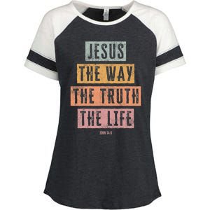 Christian Women Men Kids Jesus The Way Truth Life Enza Ladies Jersey Colorblock Tee