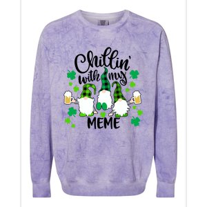 Chillin With My Meme St Patricks Day Gnomes Garden Gnome Colorblast Crewneck Sweatshirt