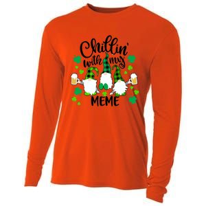 Chillin With My Meme St Patricks Day Gnomes Garden Gnome Cooling Performance Long Sleeve Crew