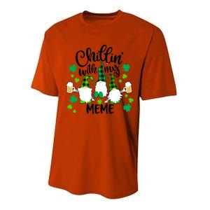 Chillin With My Meme St Patricks Day Gnomes Garden Gnome Performance Sprint T-Shirt