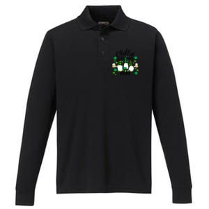 Chillin With My Meme St Patricks Day Gnomes Garden Gnome Performance Long Sleeve Polo