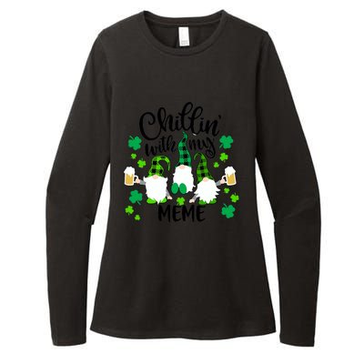 Chillin With My Meme St Patricks Day Gnomes Garden Gnome Womens CVC Long Sleeve Shirt