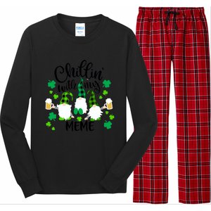 Chillin With My Meme St Patricks Day Gnomes Garden Gnome Long Sleeve Pajama Set