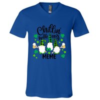 Chillin With My Meme St Patricks Day Gnomes Garden Gnome V-Neck T-Shirt