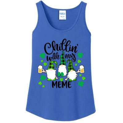 Chillin With My Meme St Patricks Day Gnomes Garden Gnome Ladies Essential Tank