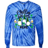 Chillin With My Meme St Patricks Day Gnomes Garden Gnome Tie-Dye Long Sleeve Shirt