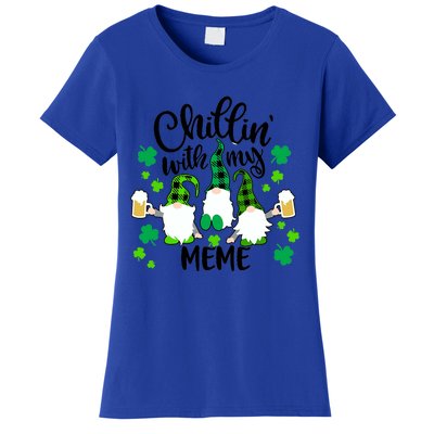 Chillin With My Meme St Patricks Day Gnomes Garden Gnome Women's T-Shirt