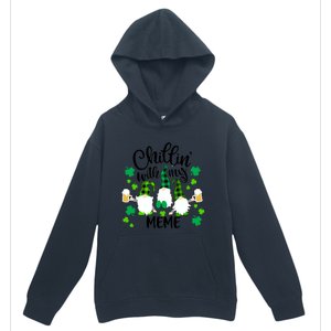 Chillin With My Meme St Patricks Day Gnomes Garden Gnome Urban Pullover Hoodie