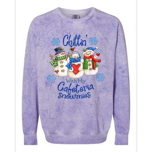 Chillin With My Cafeteria Snowmies Christmas Lunch Lady Colorblast Crewneck Sweatshirt