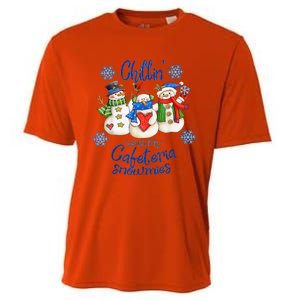 Chillin With My Cafeteria Snowmies Christmas Lunch Lady Cooling Performance Crew T-Shirt