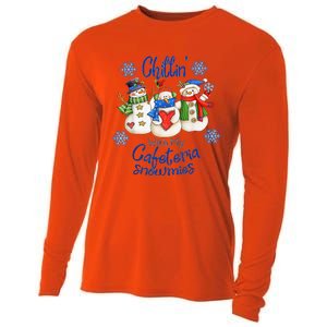 Chillin With My Cafeteria Snowmies Christmas Lunch Lady Cooling Performance Long Sleeve Crew