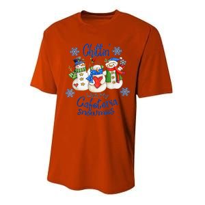 Chillin With My Cafeteria Snowmies Christmas Lunch Lady Performance Sprint T-Shirt