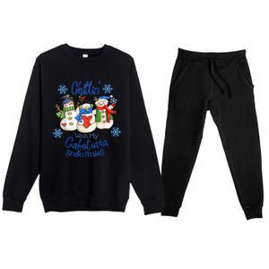 Chillin With My Cafeteria Snowmies Christmas Lunch Lady Premium Crewneck Sweatsuit Set