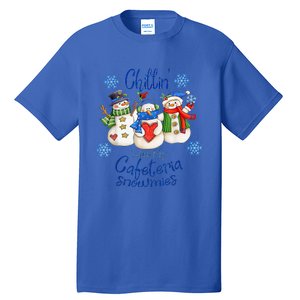 Chillin With My Cafeteria Snowmies Christmas Lunch Lady Tall T-Shirt