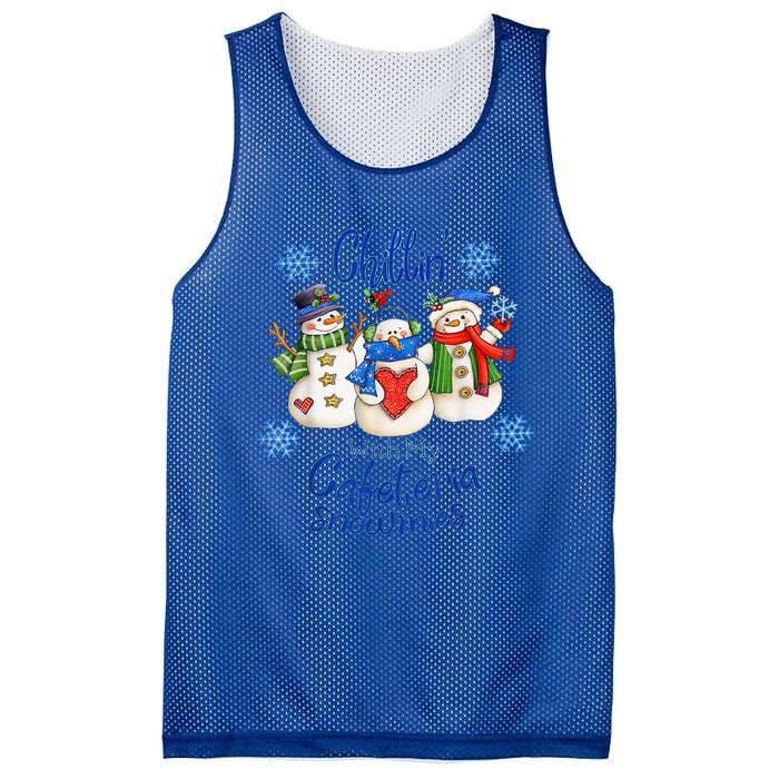 Chillin With My Cafeteria Snowmies Christmas Lunch Lady Mesh Reversible Basketball Jersey Tank