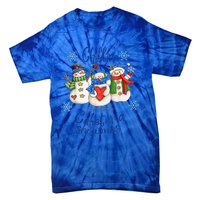 Chillin With My Cafeteria Snowmies Christmas Lunch Lady Tie-Dye T-Shirt