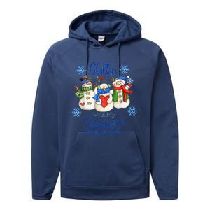 Chillin With My Cafeteria Snowmies Christmas Lunch Lady Performance Fleece Hoodie