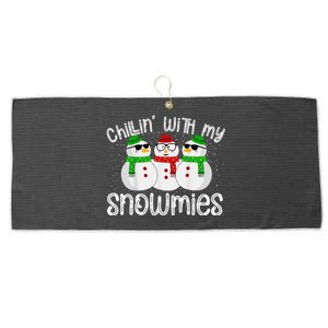 Chillin With My Snowmies Funny Cute Christmas Snowmen Large Microfiber Waffle Golf Towel