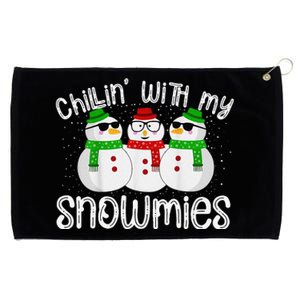 Chillin With My Snowmies Funny Cute Christmas Snowmen Grommeted Golf Towel