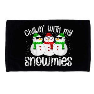 Chillin With My Snowmies Funny Cute Christmas Snowmen Microfiber Hand Towel