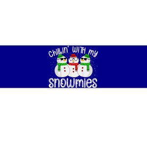 Chillin With My Snowmies Funny Cute Christmas Snowmen Bumper Sticker