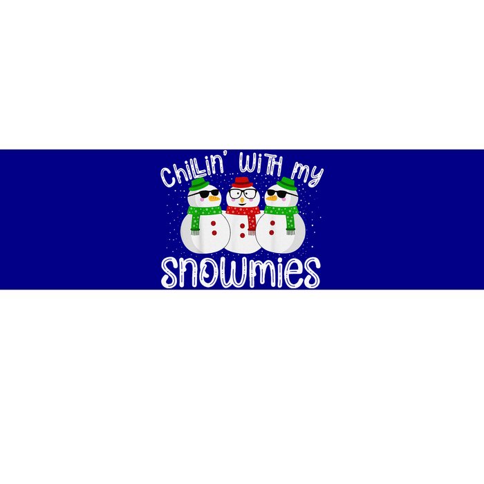 Chillin With My Snowmies Funny Cute Christmas Snowmen Bumper Sticker