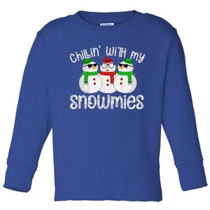 Chillin With My Snowmies Funny Cute Christmas Snowmen Toddler Long Sleeve Shirt