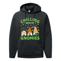 Chilling With My Gnomies St Patricks Day Gnome Shamrocks Performance Fleece Hoodie