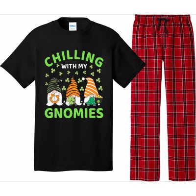 Chilling With My Gnomies St Patricks Day Gnome Shamrocks Pajama Set