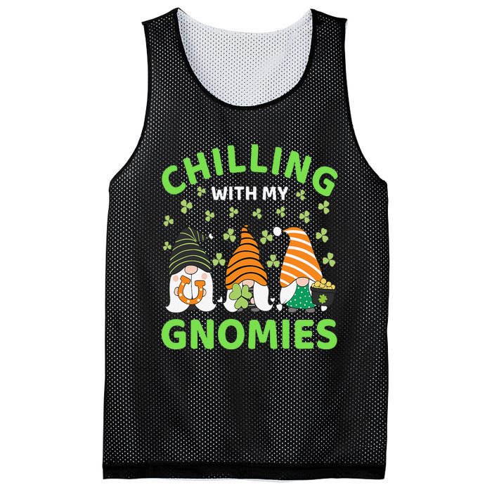 Chilling With My Gnomies St Patricks Day Gnome Shamrocks Mesh Reversible Basketball Jersey Tank