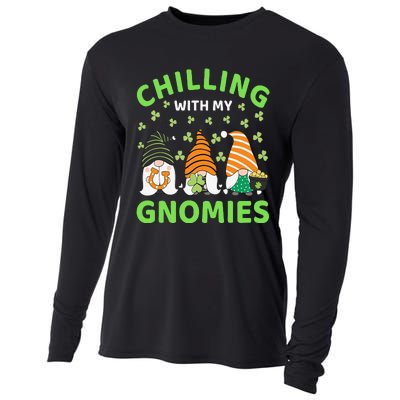 Chilling With My Gnomies St Patricks Day Gnome Shamrocks Cooling Performance Long Sleeve Crew