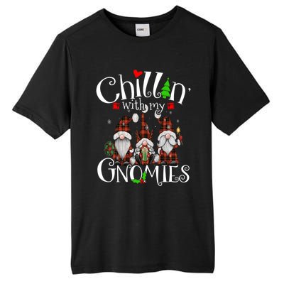 Chillin With My Gnomies Christmas Red Gnomes Plaid Buffalo Gift Tall Fusion ChromaSoft Performance T-Shirt