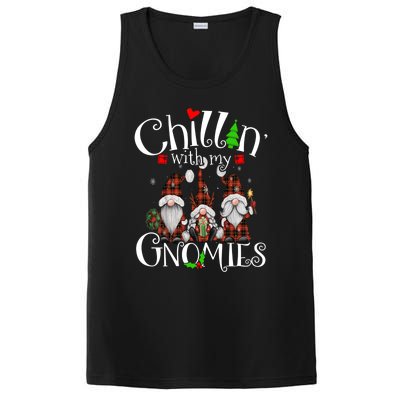 Chillin With My Gnomies Christmas Red Gnomes Plaid Buffalo Gift PosiCharge Competitor Tank