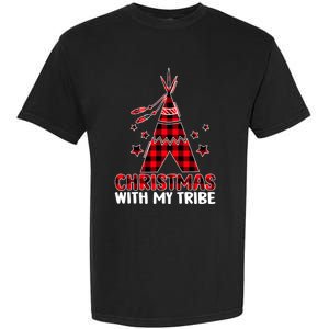 Christmas with My Tribe Buffalo Plaid Matching Pajamas Garment-Dyed Heavyweight T-Shirt