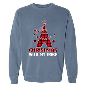 Christmas with My Tribe Buffalo Plaid Matching Pajamas Garment-Dyed Sweatshirt