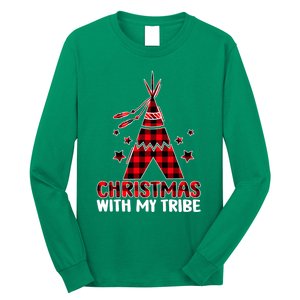 Christmas with My Tribe Buffalo Plaid Matching Pajamas Long Sleeve Shirt