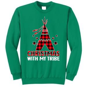 Christmas with My Tribe Buffalo Plaid Matching Pajamas Sweatshirt