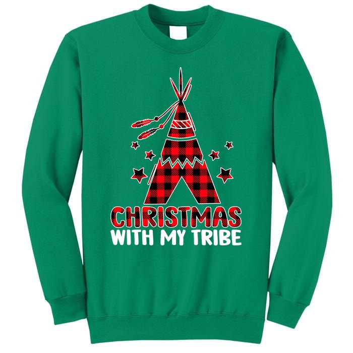 Christmas with My Tribe Buffalo Plaid Matching Pajamas Sweatshirt